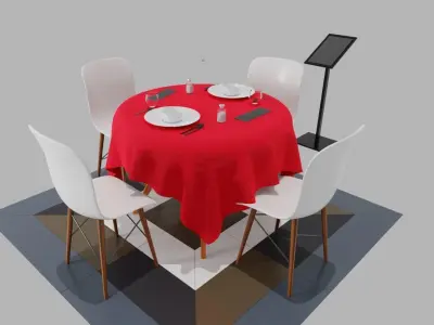 Table and equiptment 3D model