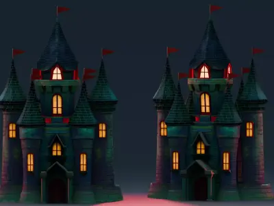 Stylized Halloween Props - Haunted Castle Low-poly 3D model