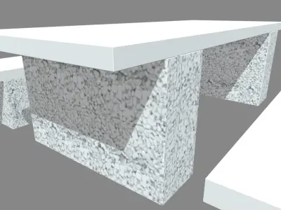 Low Poly Stone Bench Low-poly 3D model