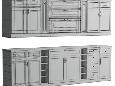 Kitchen faces in the classic style set  001 Low-poly 3D model