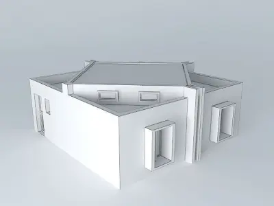 Hall house with two windows and roof Free 3D model