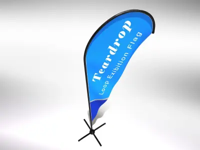 TearDrop Flag - Animated Exhibition Flag Low-poly 3D model