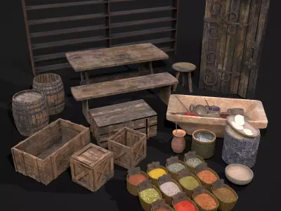 Medieval Exterior Decor 3D Model Pack