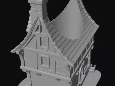 Medieval House Pen Holder 3D print model
