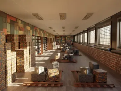 Corridor Warehouse Low-poly 3D model