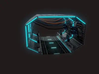 Futuristic Space Tunnel Low-poly 3D model