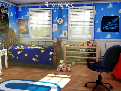 3D Cartoon bedroom environment from Toy Story 3D model