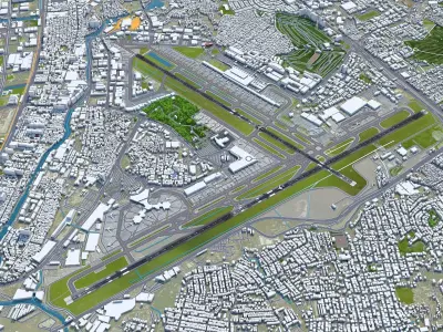 Manila Ninoy Aquino Airport 10km Low-poly 3D model