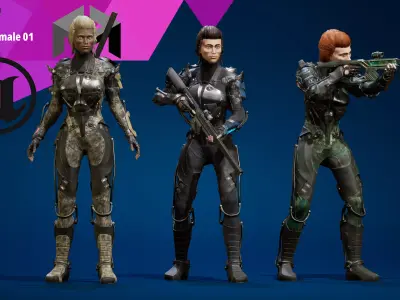 ExoSoldier Female 01 Low-poly 3D model