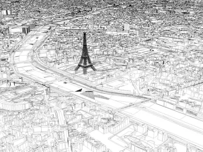 Paris City of France Low-poly 3D model