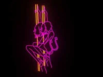 neon Woman  p2 decoration 3D model Low-poly 3D model