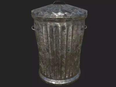 Trash Can Game Ready PBR Low-poly 3D model