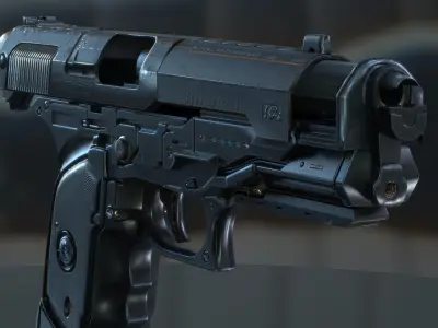 Concept Sci-fi pistol Low-poly 3D model Low-poly 3D model