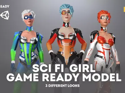 LOW POLY GAME READY SCI Fi GIRL CHARACTER Low-poly 3D model