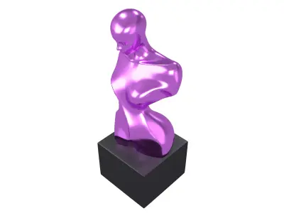 Abstract Woman Half Body Shape Sculpture v2 004 Low-poly 3D model