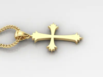 Light Gold 18K Cross Pendant 1CP021 3D print model