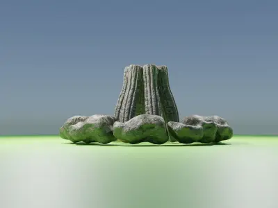 campfire stones and wood 3D model