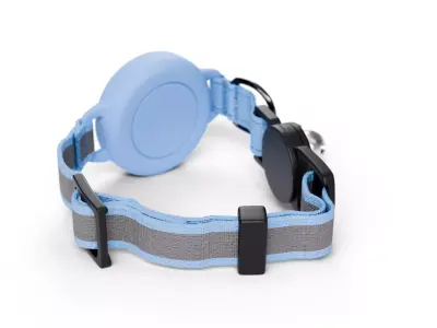Cat Collar with Cute Face Design - Light Blue 3D model