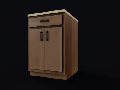 Kitchen Counter 80s Low-poly 3D model