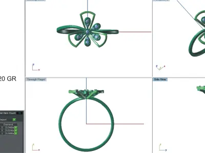 Solitaire Wedding Engagement Women Light Weight Flower Rings 3D print model 4