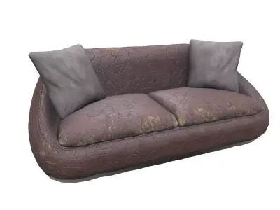 Old Worn Sofa Low-Poly PBR Low-poly 3D model