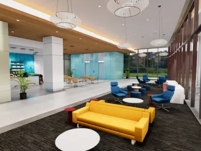 Lobby Cafe Low-poly 3D model