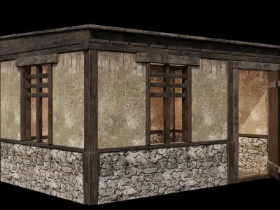 Medieval Houses Pack 76-77-78-79-80 - 4K Textures Game Ready Low-poly 3D model
