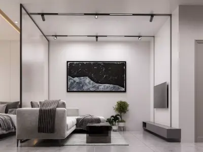 Modern Studio Apartment  Fully Equipped Interior 3D Scene 3D model