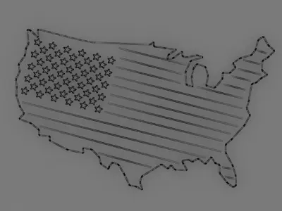 3D NEON USA FLAG AND MAP Low-poly 3D model