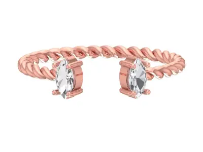 Solitaire Women Light Weight Marquise stone Twisted Band Ring 3D print model