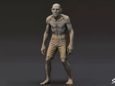 Zombie Statue Idle Pose Low-poly 3D model