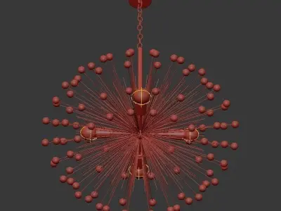 White Beaded Urchin Chandelier Sputnik 3D model