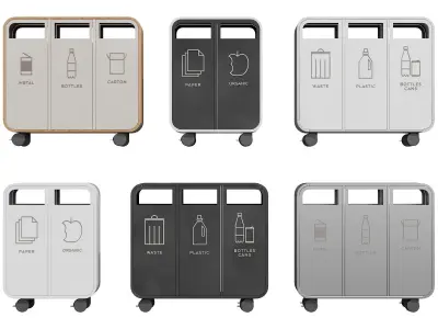 532 exterior and architecture 24 litter bins recycling 3D model