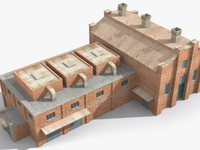 Factory x12 Low-poly 3D model