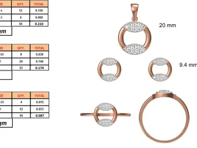 Light wt Ring Earrings Pendant set stl jcd 1-render details 3D print model 26