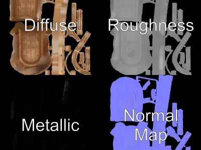 Ornate Arched Wooden Door Model Pack Low-poly 3D model