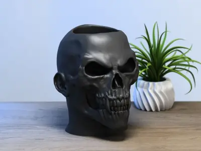 Robot Skull pen holder Cyborg pen holder 3D print model