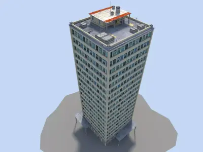 low poly skyscraper tall building Low-poly 3D model