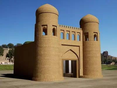 West Gate of Itchan Kala - Ota Darwaza Low-poly 3D model