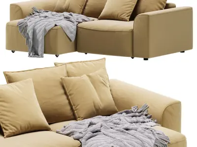 Corner Sofa Napa Velvet Silver 3D model