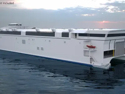 Electric Passenger Catamaran Ferry White 3D model