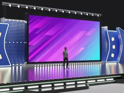 Entertainment Concert Event Stage 3D Model with Light 3D model