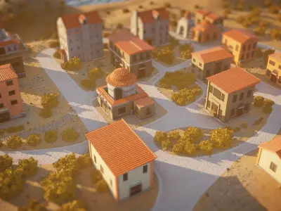 Miniature Village Landscape 3D model