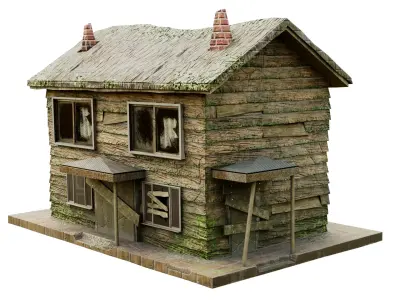 Low-poly Abandoned House  Low-poly 3D model