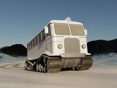 Snowcat bus Low-poly 3D model