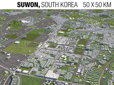 Suwon South Korea 50x50km 3D City Map 3D model