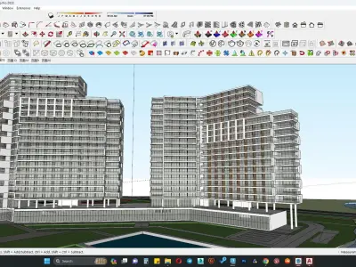 Modern office apartment building 3d model 3D model
