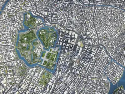 Tokyo - Chiyoda - Chuo Low-poly 3D model