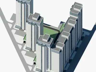 Residential Complex Co1 Low-poly 3D model
