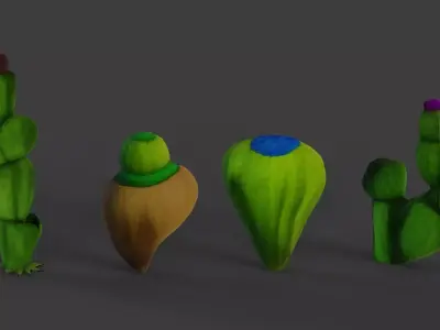 Stylized Alien Cactus Pack 3D model